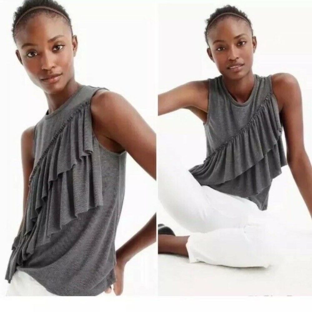 Dark Gray Ruffle Tank Top Shirt FA' 2017 H0559